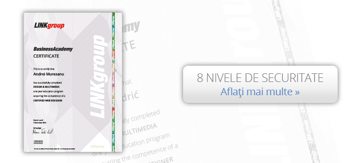 Certificatul BusinessAcademy are până la 8 nivele de securitate, ceea ce îl face unul dintre cele mai protejate certificate din lume.